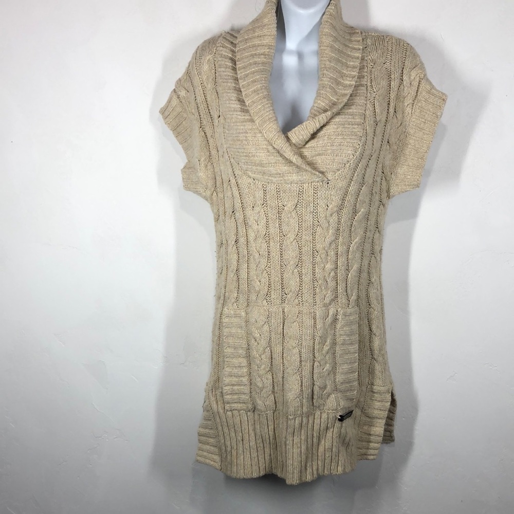 Ruff Hewn tan cable net tunic sweater size small